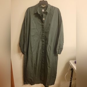 Gap XL Tall Midi Green Shirt Dress